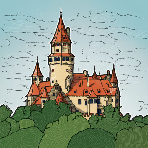Ilustrace hradu v Bouzově.