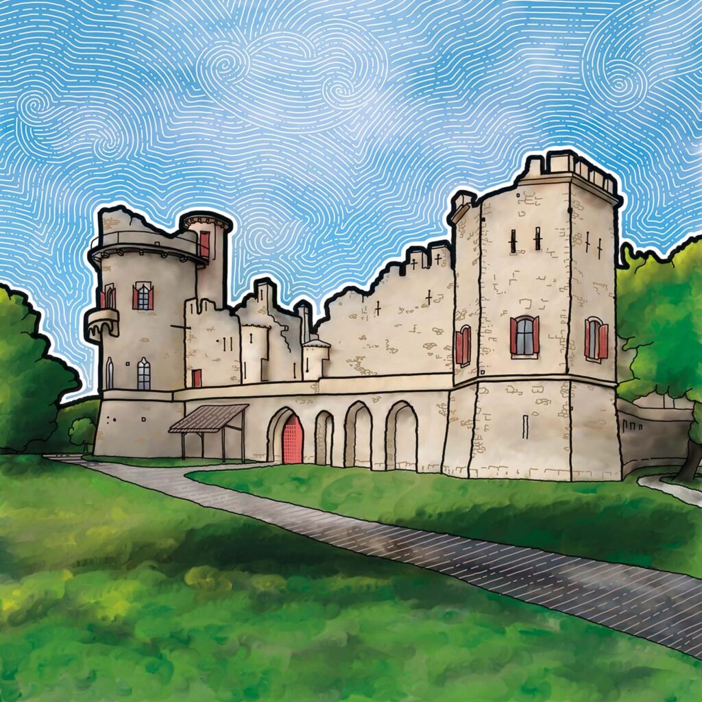 Janův hrad ilustrovaný barevný obrázek ve čtvercovém formátu