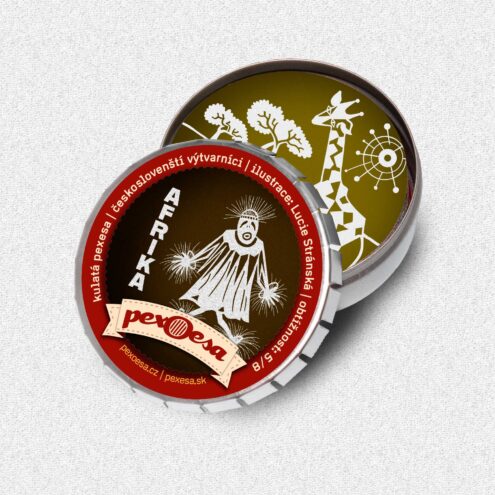 Krabička s kulatým pexesem s námětem"Afrika" od autorky Lucie Stránské.