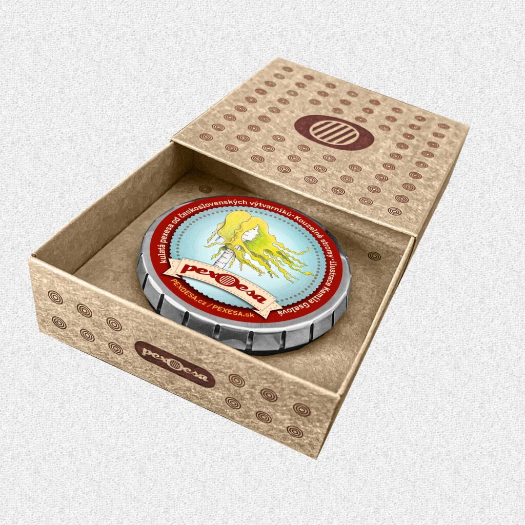 Dárková papírová krabička na kulatá pexesa.