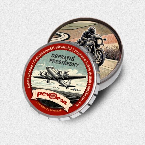 krabička s kulatým pexesem "Dopravní prostředky".